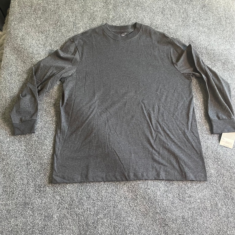 Cheetah Mens Long Sleeve Crewneck‎ T-Shirt Charcoal Heather Grey Large NWT